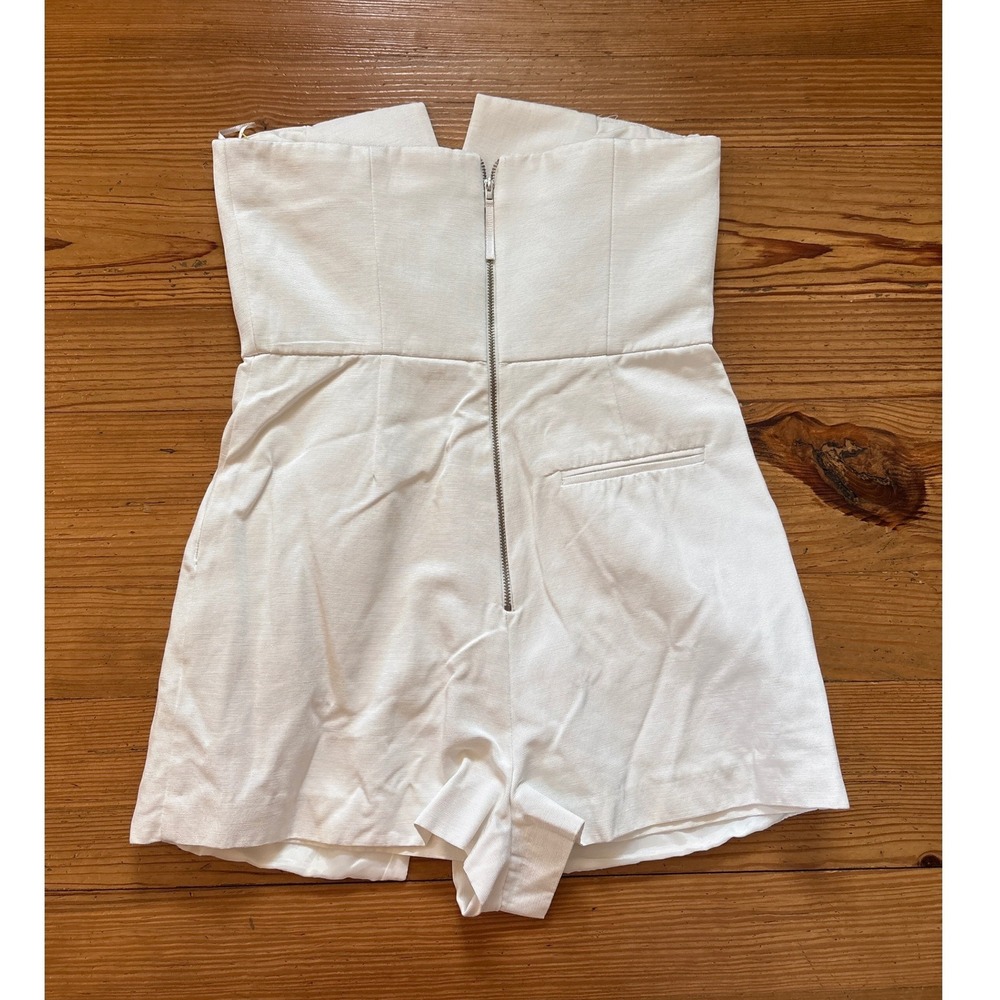 Topshop Romper Women White Strapless Notched Sweetheart Pleated SIZE 6 - Picture 4 of 6